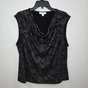 Nine West  Womens Sleveles Metallic Cowlneck Top Size Xl